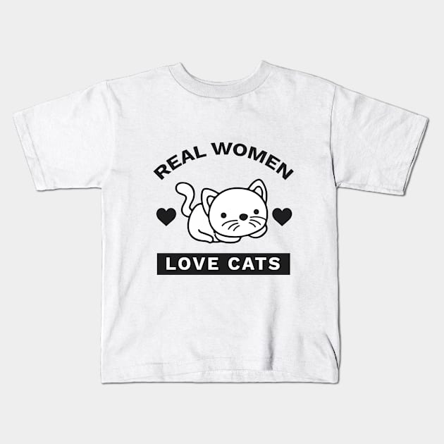 Real Women Love Cats Kids T-Shirt by Happypetstore